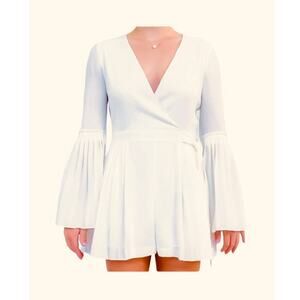 INTERMIX Ivory Kingston Bell Sleeves Pleated Romper Size XS